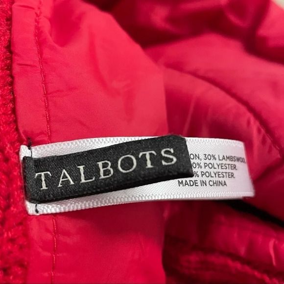 TALBOTS Red Wool Blend Scarf Wrap Cable Knit - Picture 6 of 8